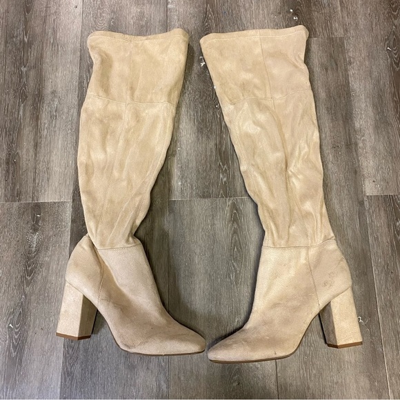 BP | Cali Stretch Over The Knee Vegan Suede Boots In Taupe Size 9.5 NWOT - Picture 3 of 7